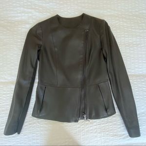Elie Tahari Lamb Leather Jacket (Brown)